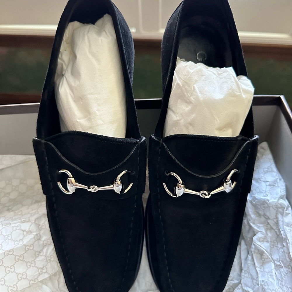 Men’s Gucci Suede Loafers. Black. Size 9.5